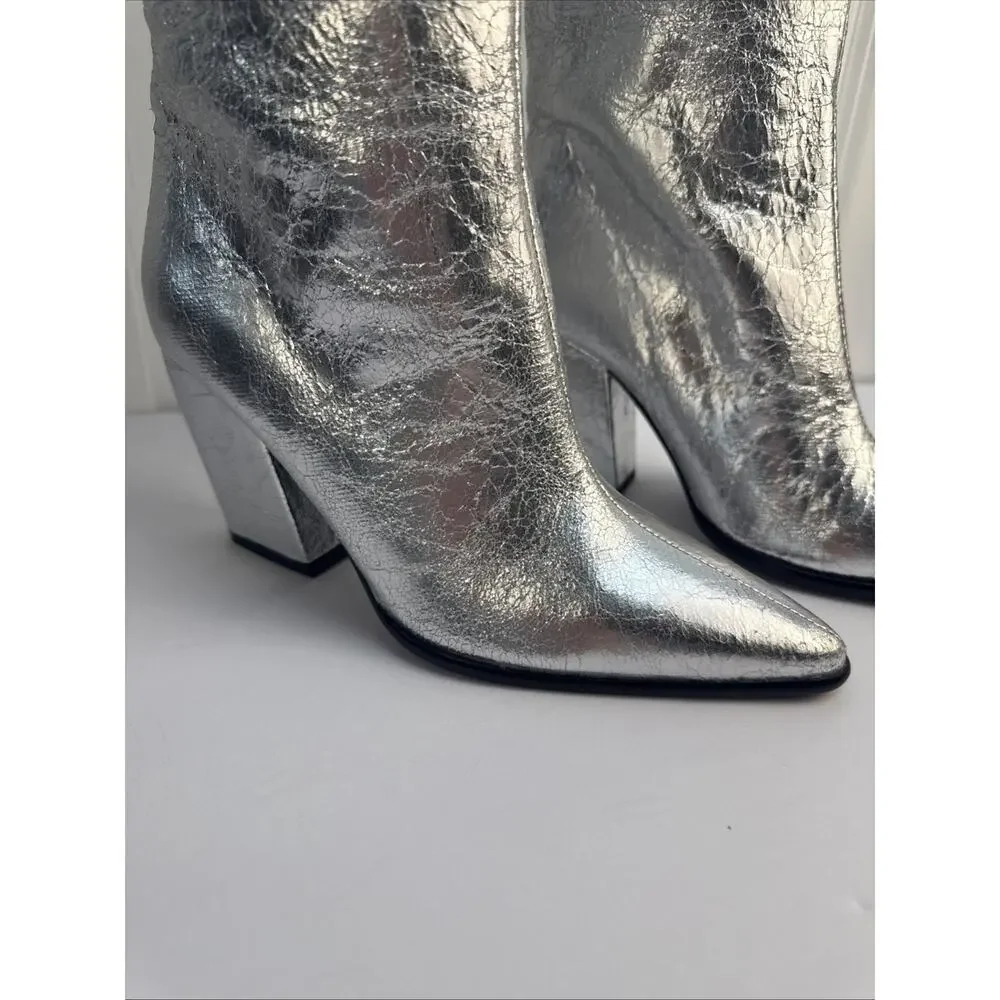 Steve Madden Women's Silver 5.5 Croft Pointed Toe Knee High Boots NWOB - Picture 2 of 16